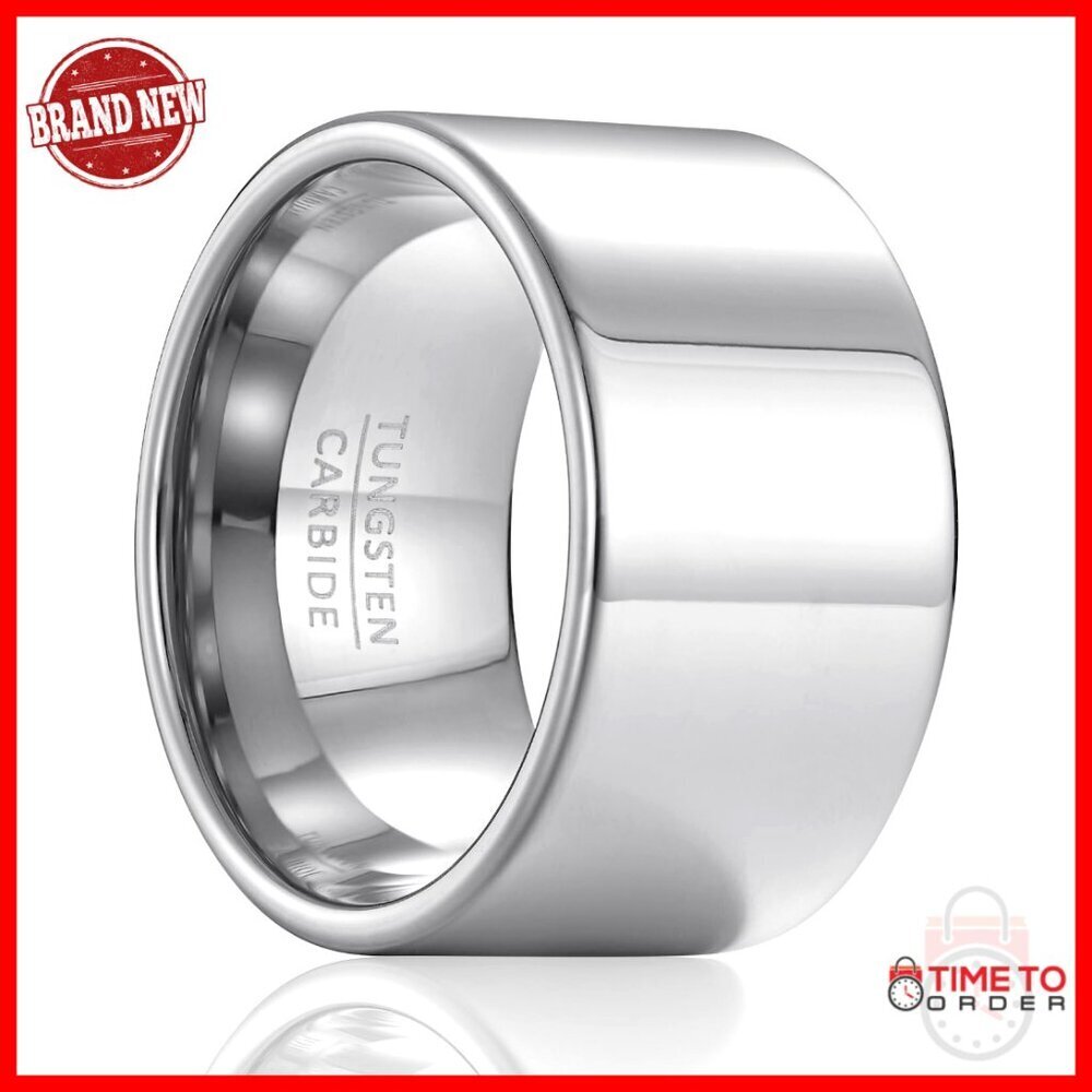 14mm Wide Tungsten Thumb Ring, Comfort Fit Statement Band, Size 10